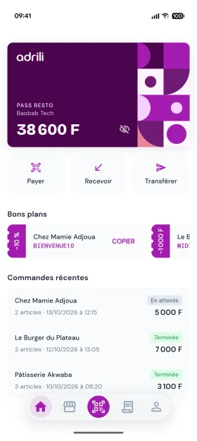 Aperçu de l'application Adrili